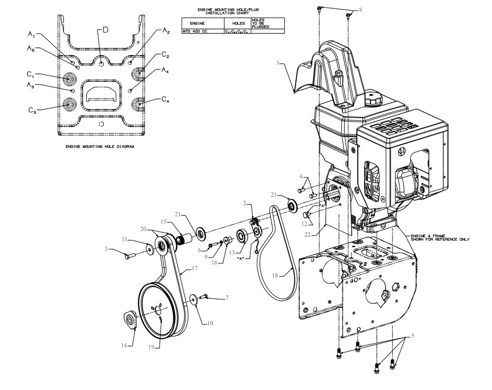 Engine Drive Diagram and Parts List for 3X30-INCHHD (31AH5EVW710)(2020) Cub Cadet Snow Blower